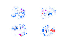 科技2.5d插画ai源文件