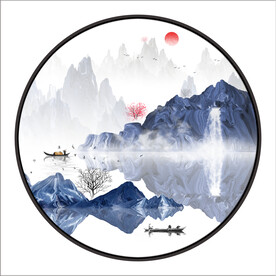 中式意境水墨山水画