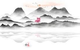 新中式水墨山水国画背景墙