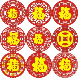 圆形双层金福挂件