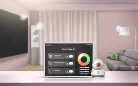 智能家居音响监控海报背景