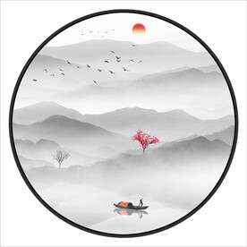 中式圆形意境山水装饰画