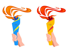 2020年冬奥会手拿火炬卡通素