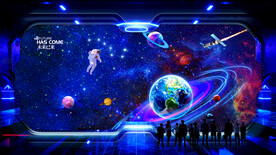 窗外太空景色天顶背景墙装饰壁画