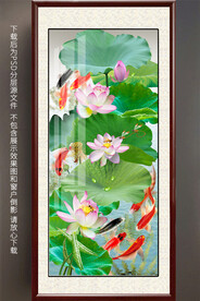 高清荷花鲤鱼玄关装饰画