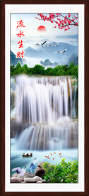 流水生财玄关山水画