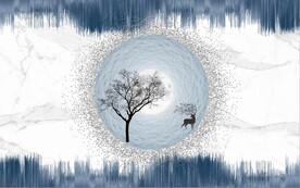 北欧风森林麋鹿电视背景墙