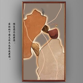 新中式光影山水麋鹿玄关装饰画