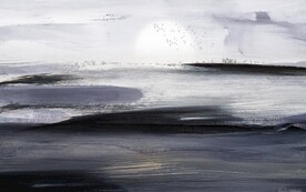 蓝色大海抽象油画背景墙