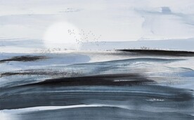 蓝色大海抽象油画背景墙