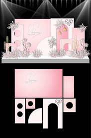 粉色婚礼现场KT板