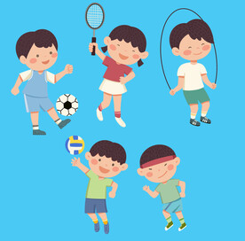 全民健身日运动卡通手绘儿童运动