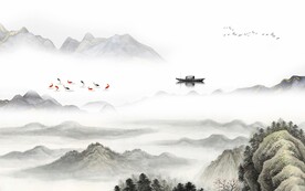 中式别墅背景山水 TIF分层