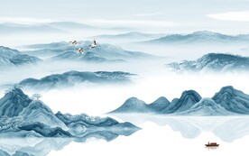 中国风别墅背景山水 TIF分层