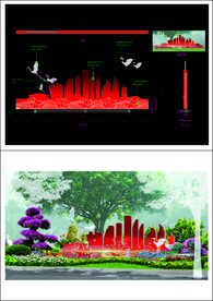 红色户外城市元素雕塑