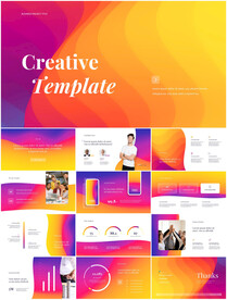 剪纸风格渐变背景动态ppt模板