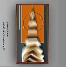 3D金色抽象几何装饰无框画 