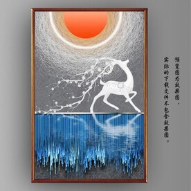 光影白色麋鹿山水装饰画