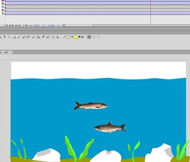 如何用Flash做水和鱼的动态