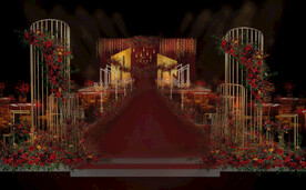 婚礼红金色效果图