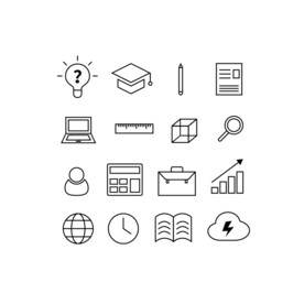 学习教育用品灯泡博士帽简约图标