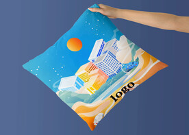  原创3D模型简约插画抱枕样机