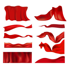 红色丝绸动感红旗飘扬红布矢量图