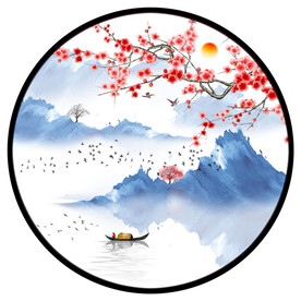 中式山水花鸟梅花装饰画
