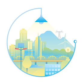 国家电网电力城市矢量插画