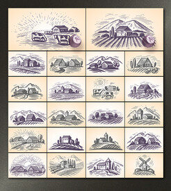 矢量手绘田园农庄