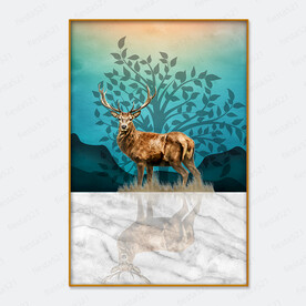 北欧文艺风动物麋鹿装饰画