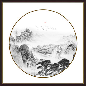 圆形山水画