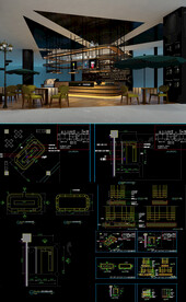 全套水吧CAD施工图 效果图
