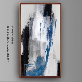 侘寂风抽象蓝色水墨装饰油画