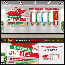 红色物业文化墙