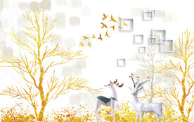 轻奢装饰画 麋鹿