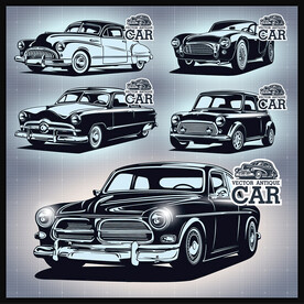 矢量手绘怀旧经典机车