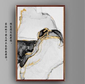 新中式金色水墨烟雾玄关装饰画