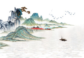 山水电视背景墙