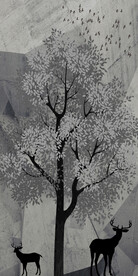 自然简约灰调发财树玄关