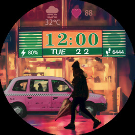 霓虹街景都市一角表盘设计