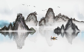 轻奢装饰画 水墨山水风景画