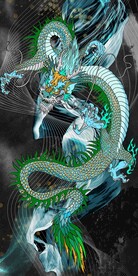 新中式线条龙影视墙