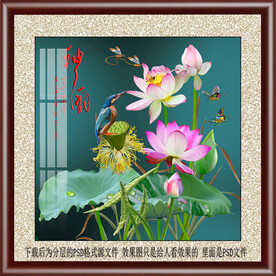 高清荷花方型装饰画