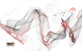 轻奢装饰画 线条抽象画 日出