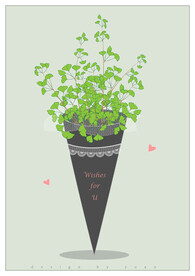 春天银杏叶矢量小花束