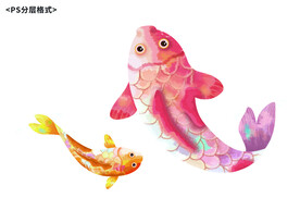 鱼 手绘 插画 卡通