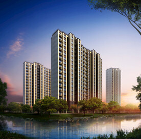 沿水高层住宅群体透视效果图