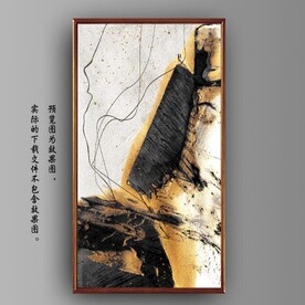 侘寂风抽象金色玄关装饰油画