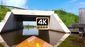 船头摄影划船经过隧道